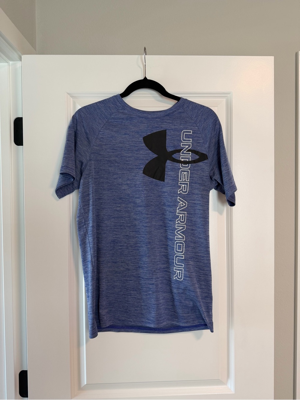 Under Armour Boys Blue Heather Graphic Logo Short Sleeve Tee XL